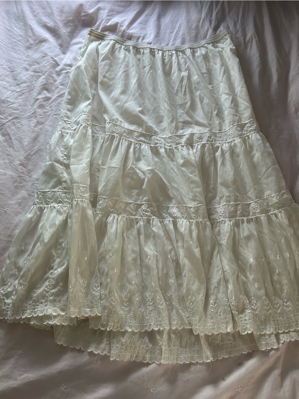 Vintage White Sheer Rose Skirt